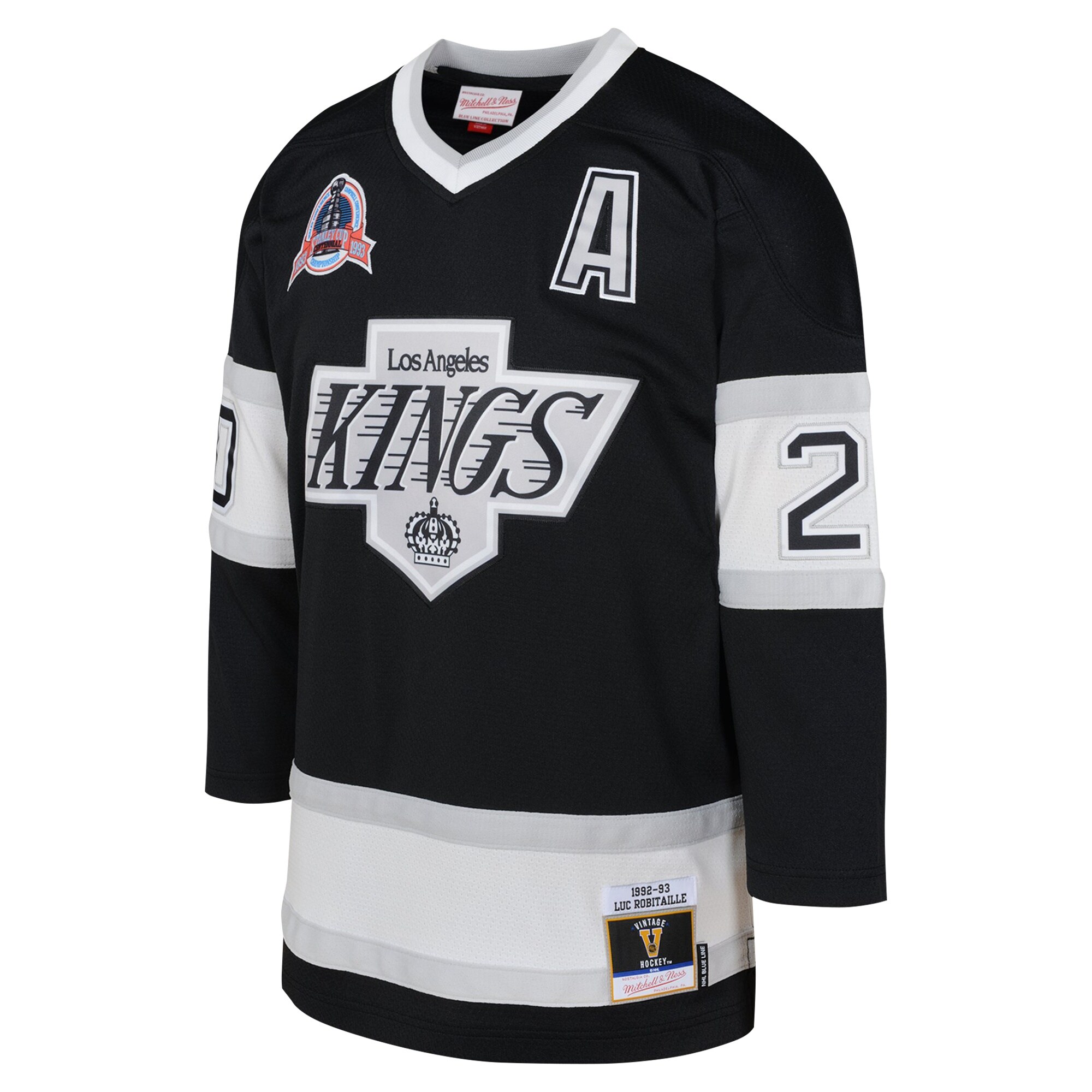 Los Angeles Kings Luc Robitaille Mitchell Ness Black 1992 Blue Line Player NHL Jersey Youth