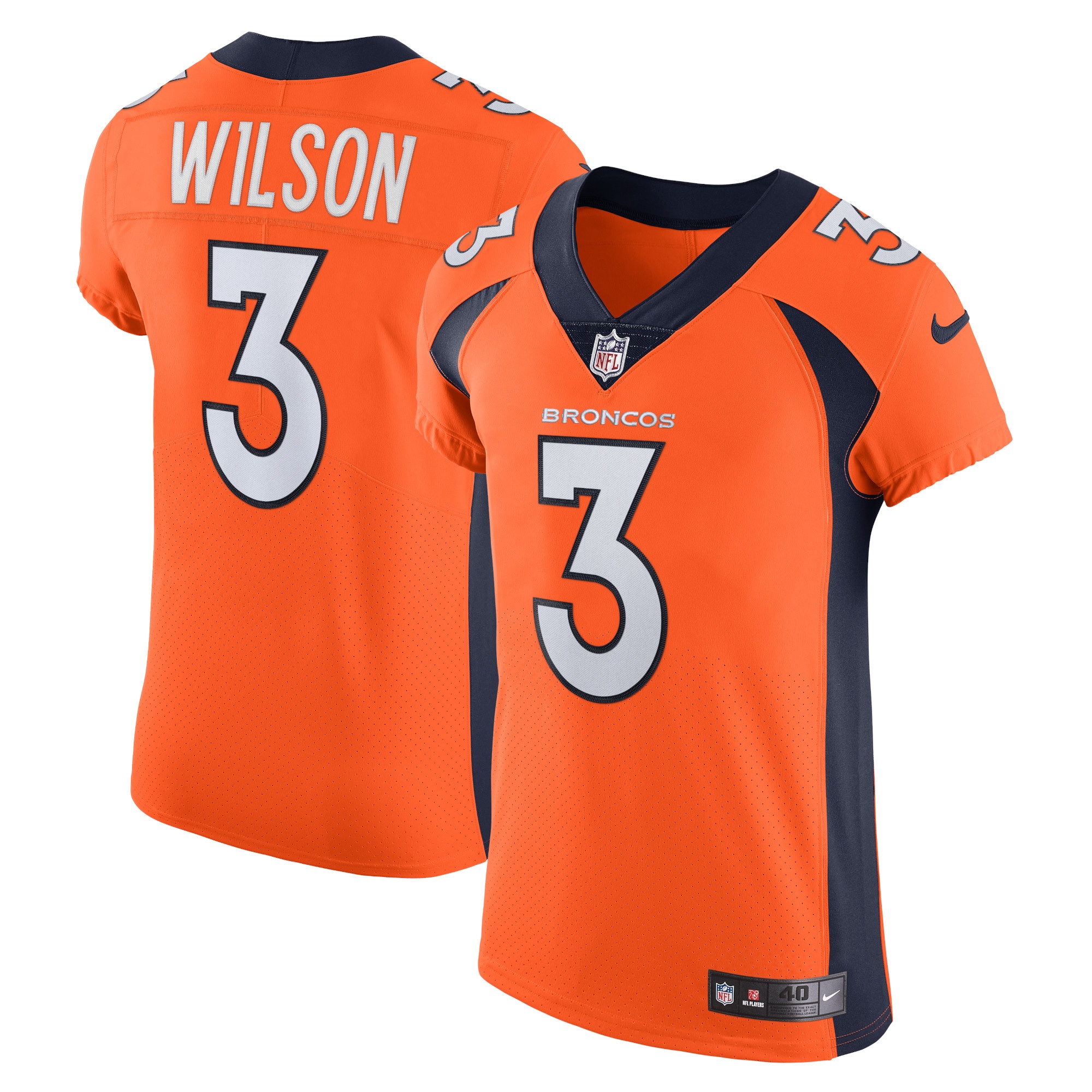 Denver Broncos Russell Wilson Orange Vapor Elite NFL Jersey Men's