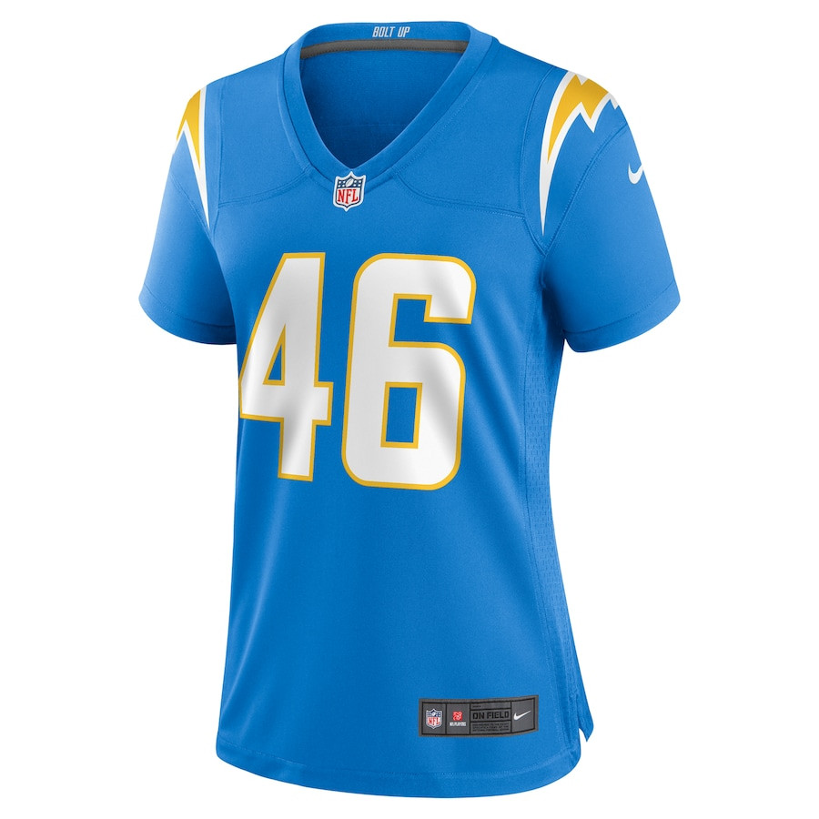 Praise Olatoke 46 Los Angeles Chargers Game Powder Blue NFL Jersey Women's