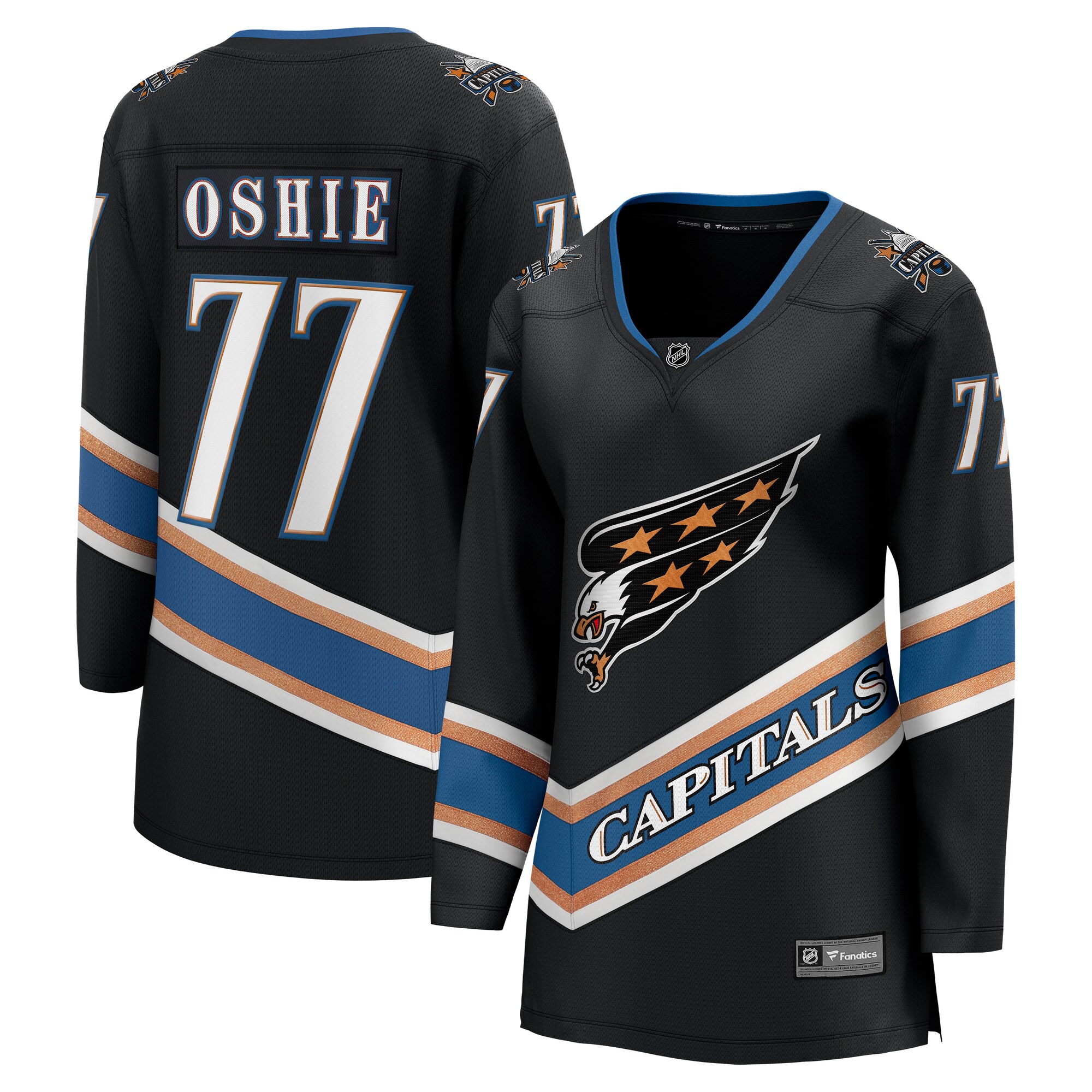 Washington Capitals TJ Oshie Black Alternate 50th Anniversary Premier Breakaway Player NHL Jersey Women's