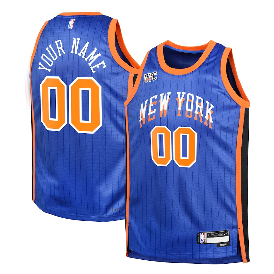 New York Knicks 2023/24 City Edition Swingman Custom Blue NBA Jersey Youth