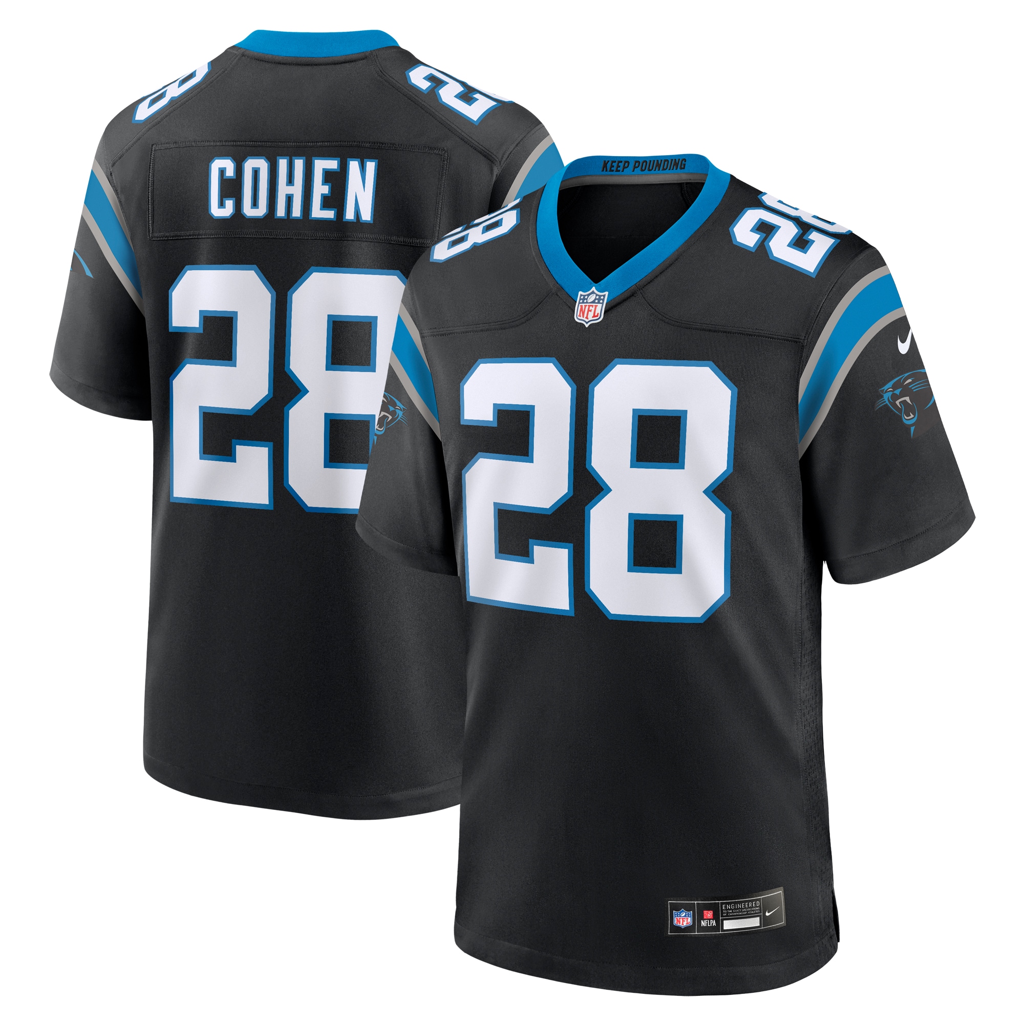 Carolina Panthers Tarik Cohen Black Game NFL Jersey Men's