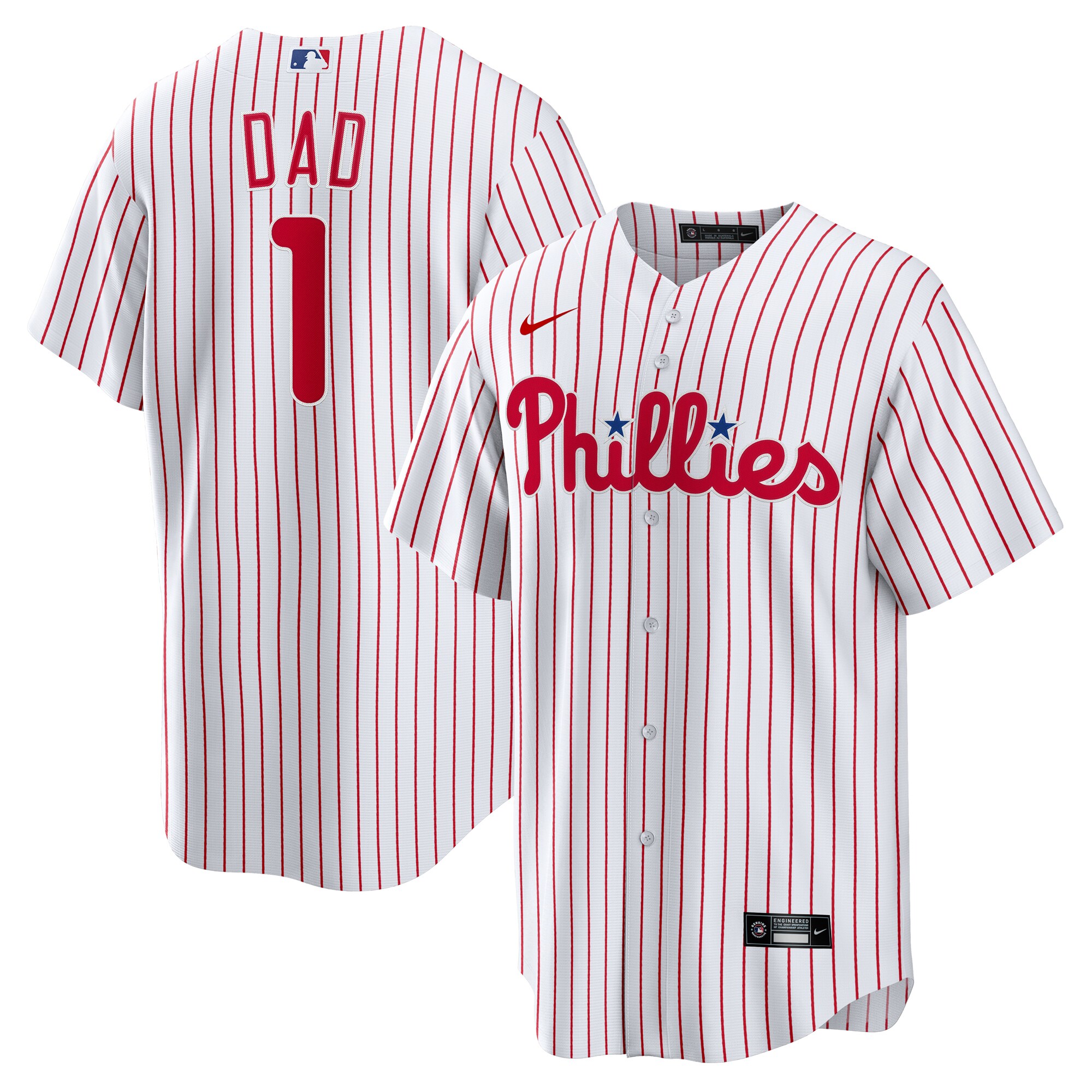 Philadelphia Phillies White #1 Dad Home MLB Jersey Men's