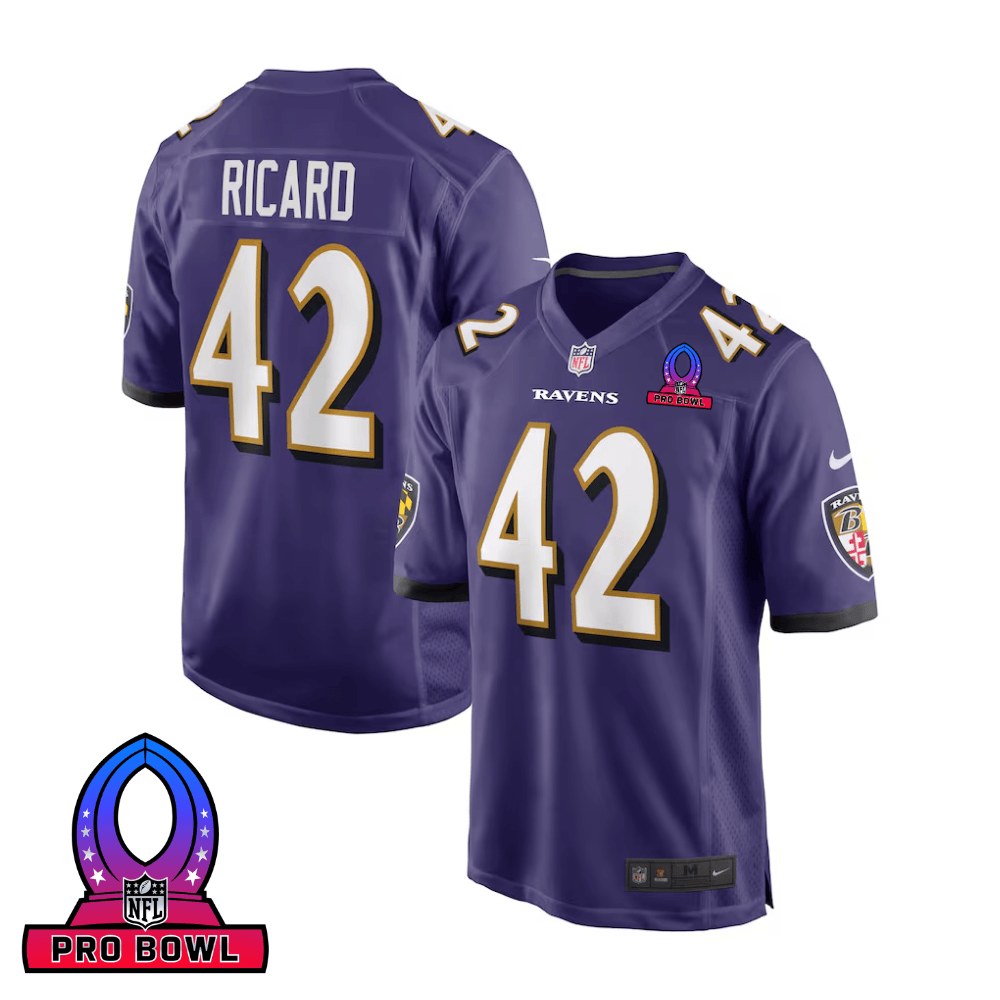 Patrick Ricard 42 Baltimore Ravens 2025 Pro Bowl Patch Game Purple NFL Jersey Men's