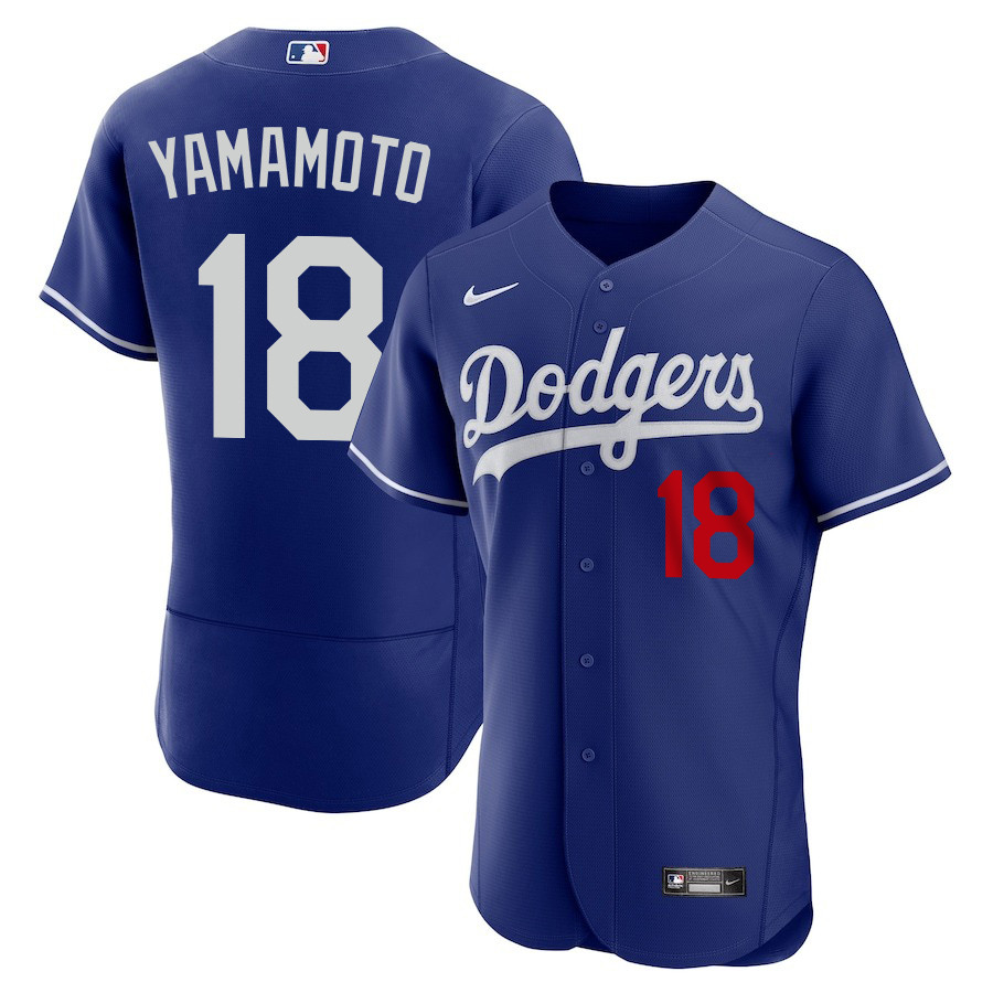 Yoshinobu Yamamoto 18 Los Angeles Dodgers Alternate ELITE Royal MLB Jersey Men's