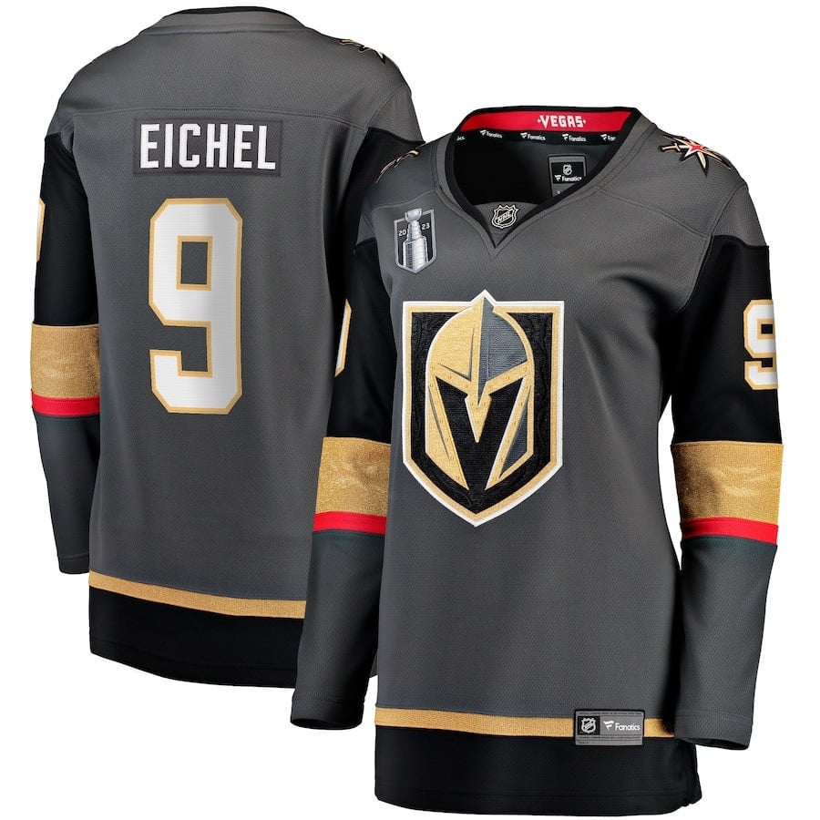 Jack Eichel 9 Vegas Golden Knights 2023 Stanley Cup Final Alternate Breakaway Player Black NHL Jersey Women's