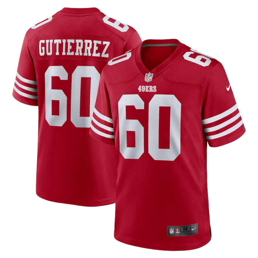 Sebastian Gutierrez 60 San Francisco 49ers Team Game Scarlet NFL Jersey Men's