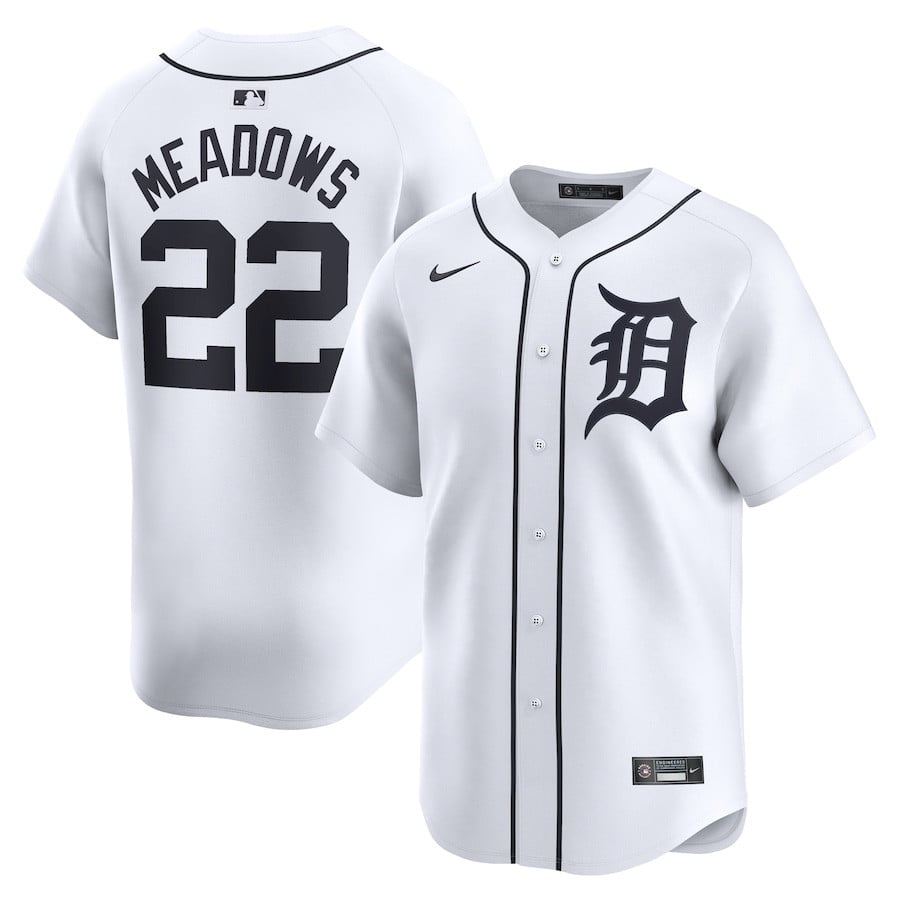 Parker Meadows 22 Detroit Tigers Home Limited Player White MLB Jersey Men's