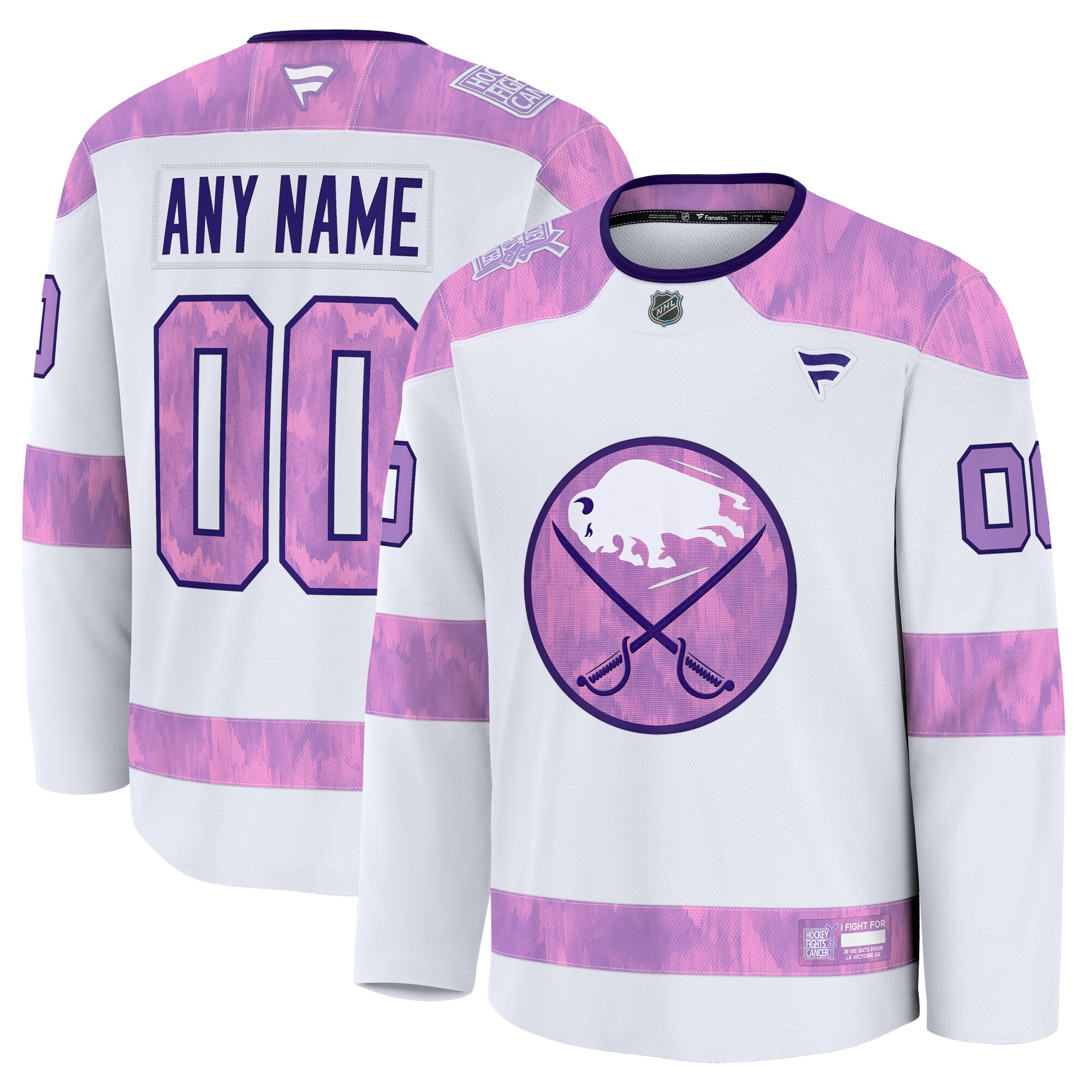 Buffalo Sabres White 2024 Fights Cancer Custom Practice NHL Jersey Men's