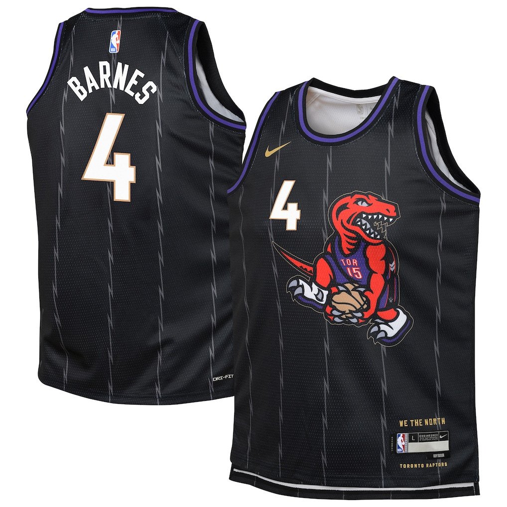Scottie Barnes 4 Toronto Raptors 2024/25 Swingman Playe City Edition Black NBA Jersey Youth