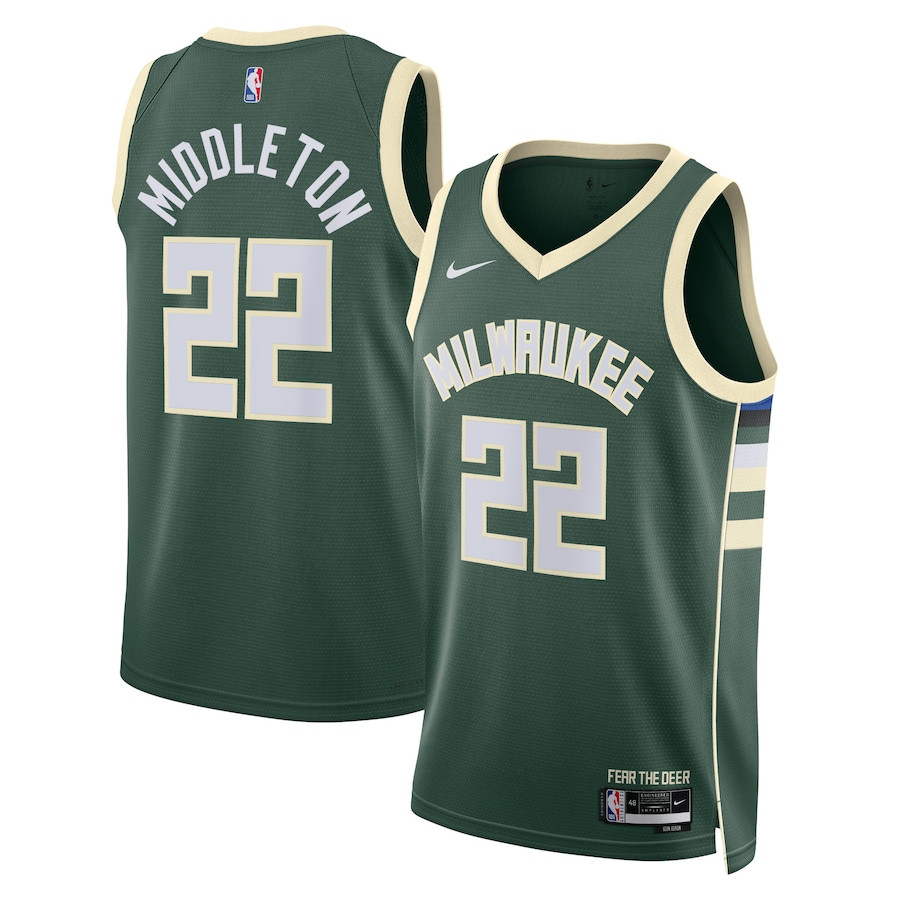 Khris Middleton 22 Milwaukee Bucks Unisex Swingman Icon Edition Hunter Green NBA Jersey Unisex