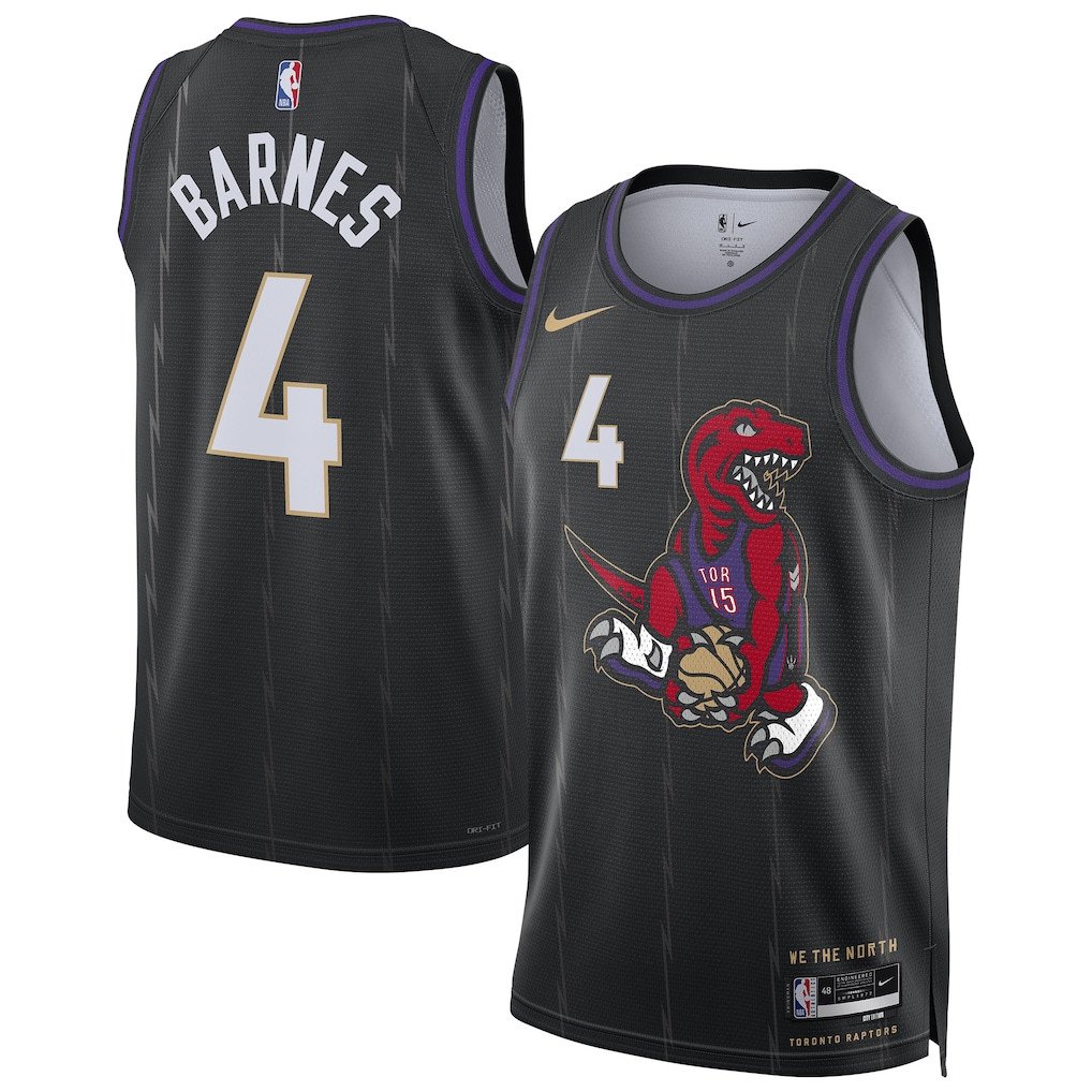 Scottie Barnes 4 Toronto Raptors Unisex 2024/25 Swingman Player City Edition Black NBA Jersey Unisex