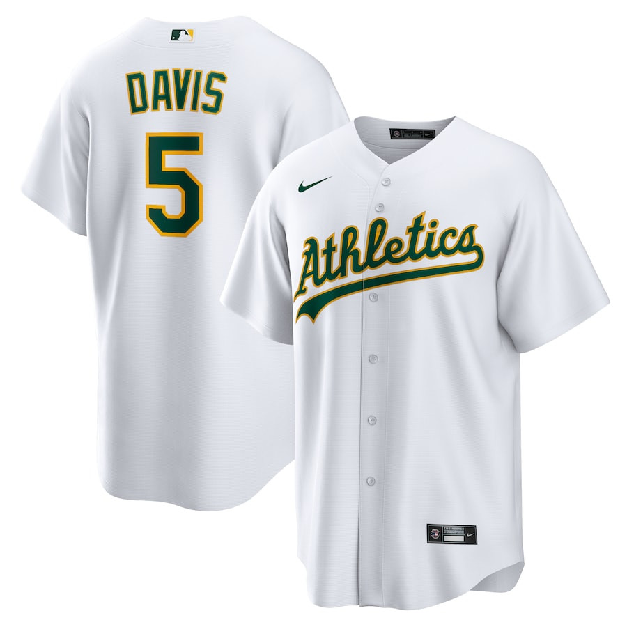 JD Davis 5 Oakland Athletics Home White MLB Jersey Men's