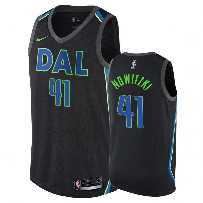 Dallas Mavericks Dirk Nowitzki 41 City Black NBA Jersey Men's