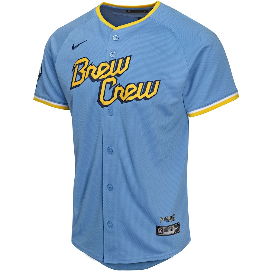 Jackson Chourio 11 Milwaukee Brewers 2024 City Connect Limited Powder Blue MLB Jersey Youth