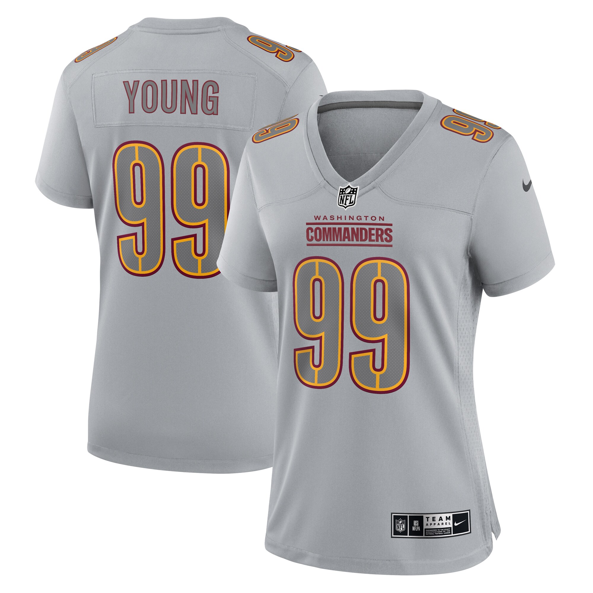 Washington Commanders Chase Young Gray Atmosphere Fashion Game NFL Jersey Women's