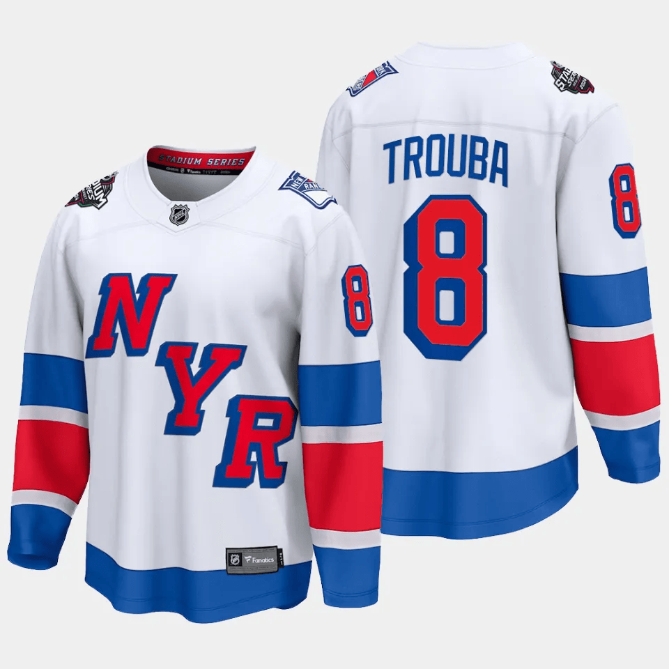 Jacob Trouba 8 New York Rangers 2024 Stadium Series Patch Breakaway White NHL Jersey Men's