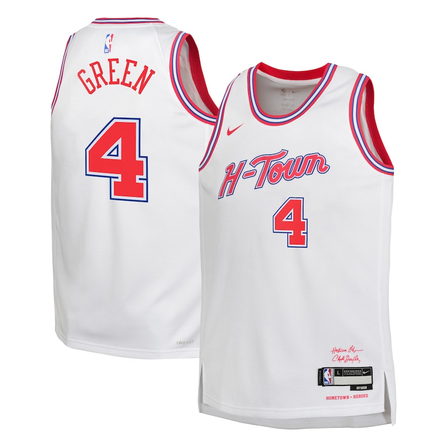 Jalen Green 4 Houston Rockets 2023/24 City Edition Swingma White NBA Jersey Youth