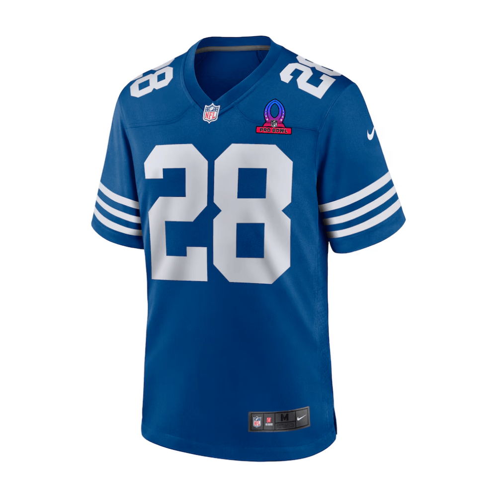 Jonathan Taylor 28 Indianapolis Colts 2025 Pro Bowl Patch Game Royal NFL Jersey Men's