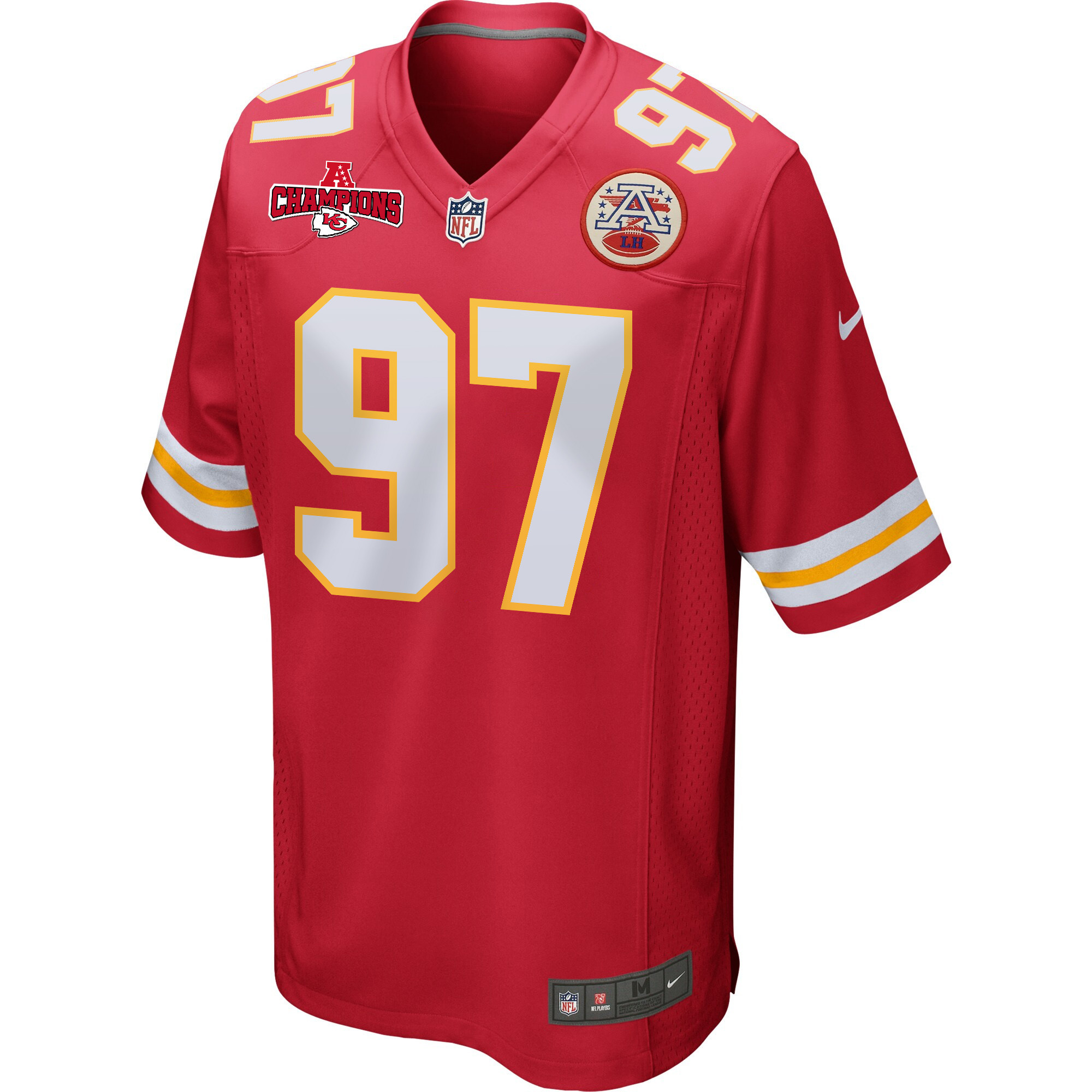 Felix Anudike-Uzomah 97 Kansas City Chiefs AFC Champions Patch Game Red NFL Jersey Men's