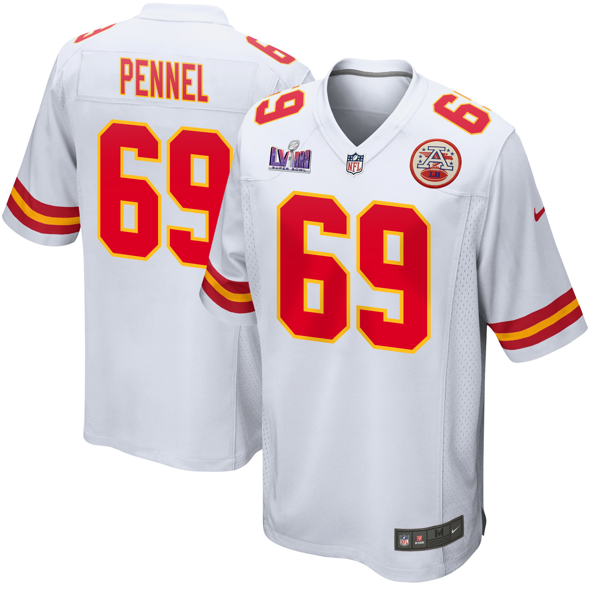 Mike Pennel 69 Kansas City Chiefs Super Bowl LVIII Patch Game White NFL Jersey Men's