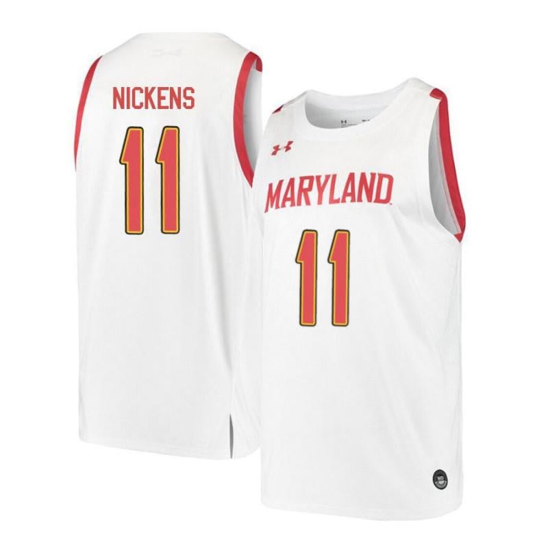 Under Armour 11 Jared Nicken White Retro Maryland Terrapins NCAA Jersey Men's