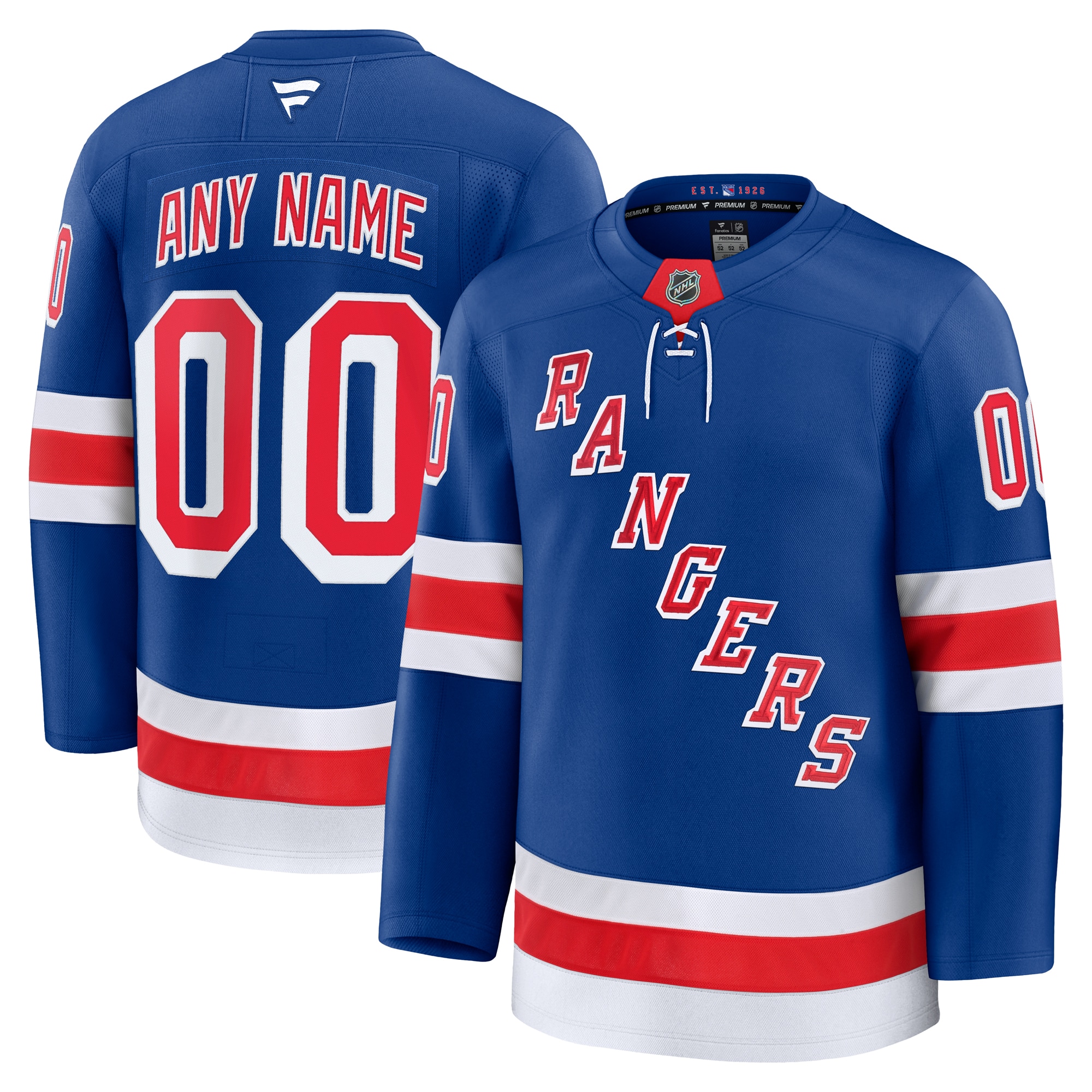 New York Rangers Royal Home Premium Custom NHL Jersey Men's