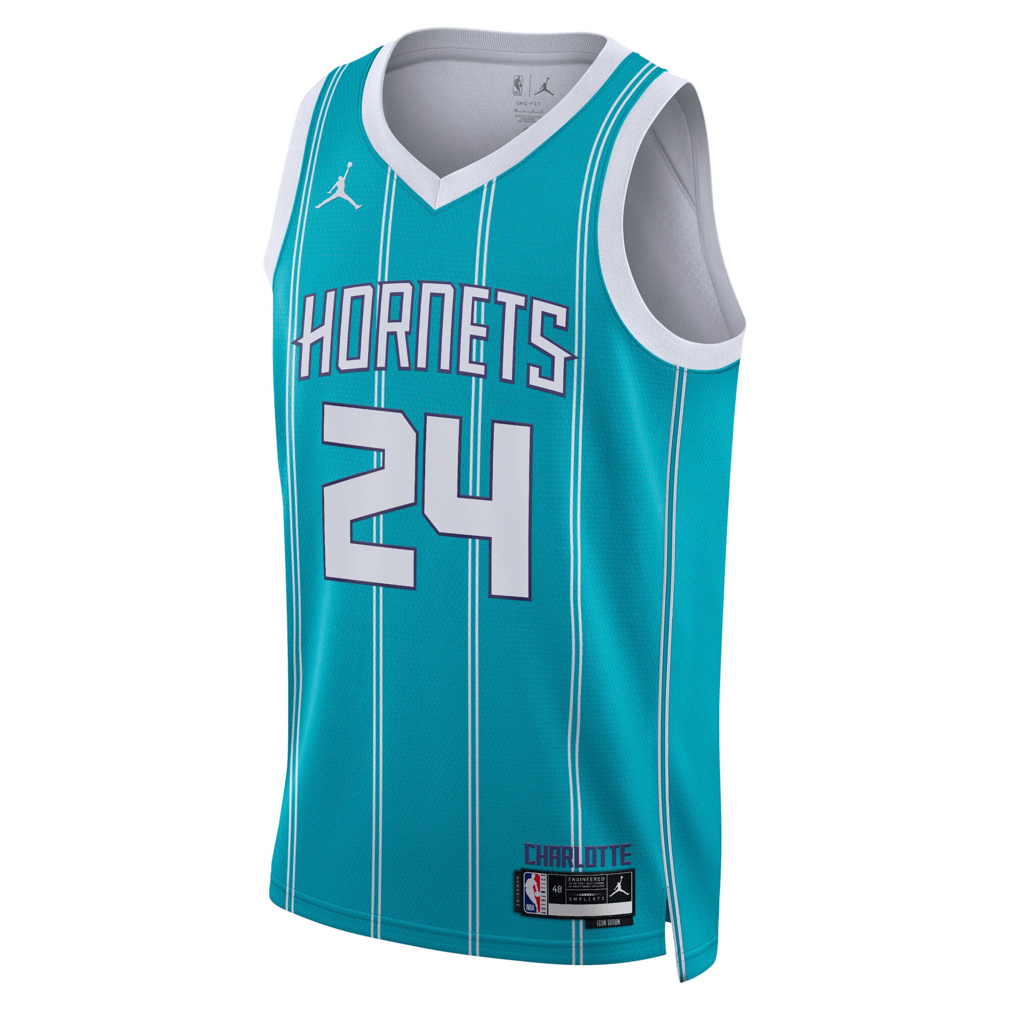 Camiseta Jordan Brand Icon Edition Swingman de los Charlotte Hornets Verde azulado Brandon Mille Unisex NBA Jersey Unisex
