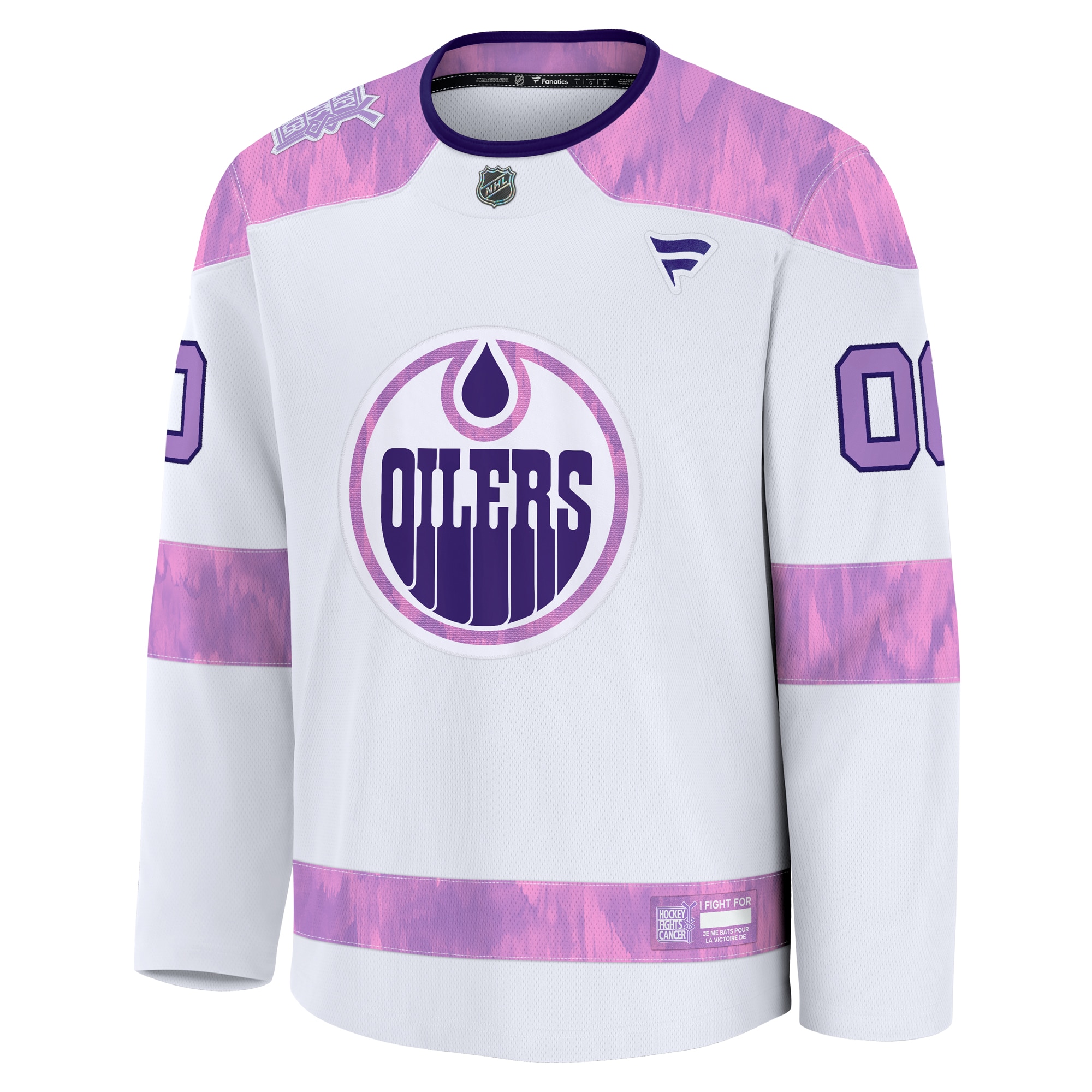 Edmonton Oilers White 2024 Fights Cancer Custom Practice NHL Jersey Men's