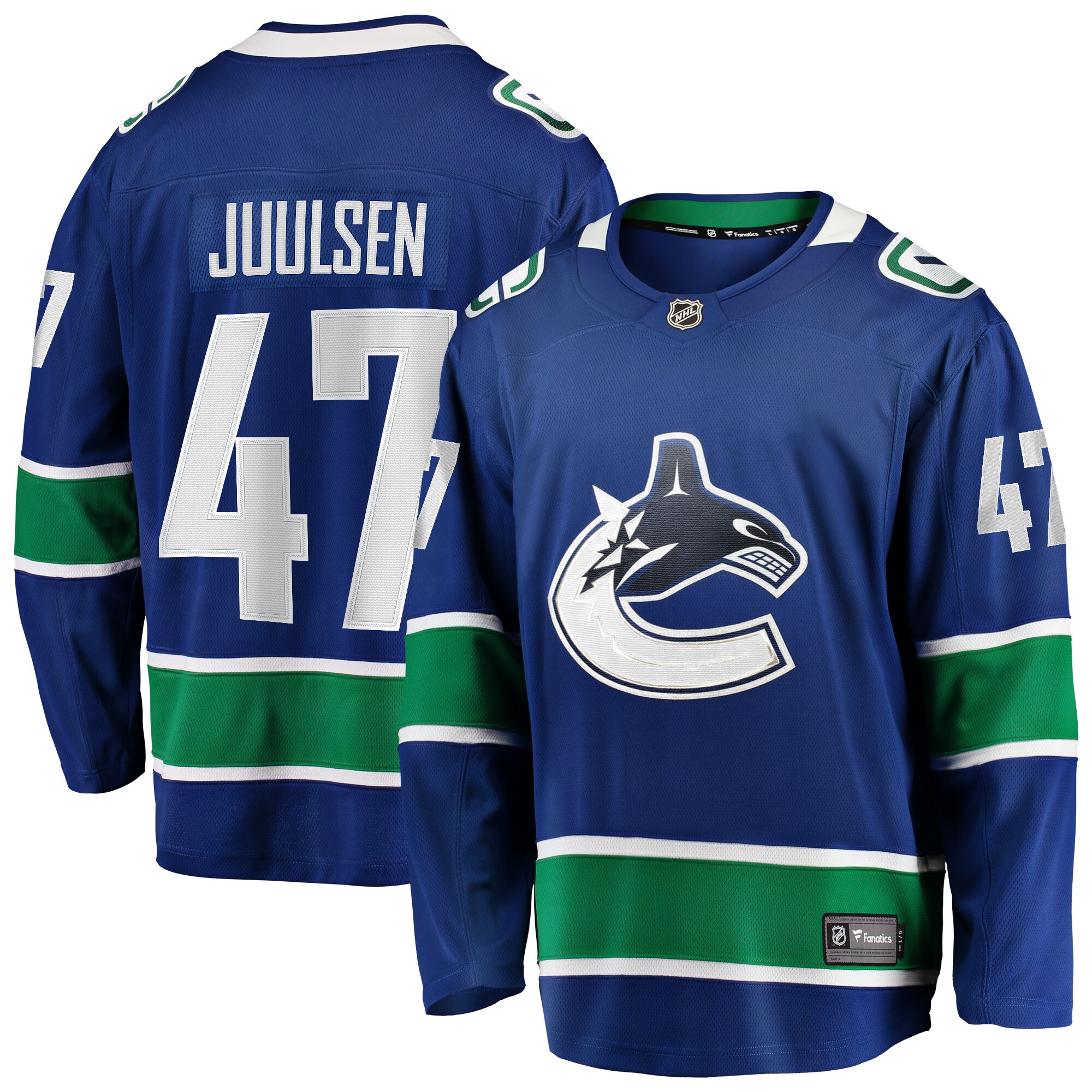 Vancouver Canucks Noah Juulsen Blue Home Premier Breakaway Player NHL Jersey Men's