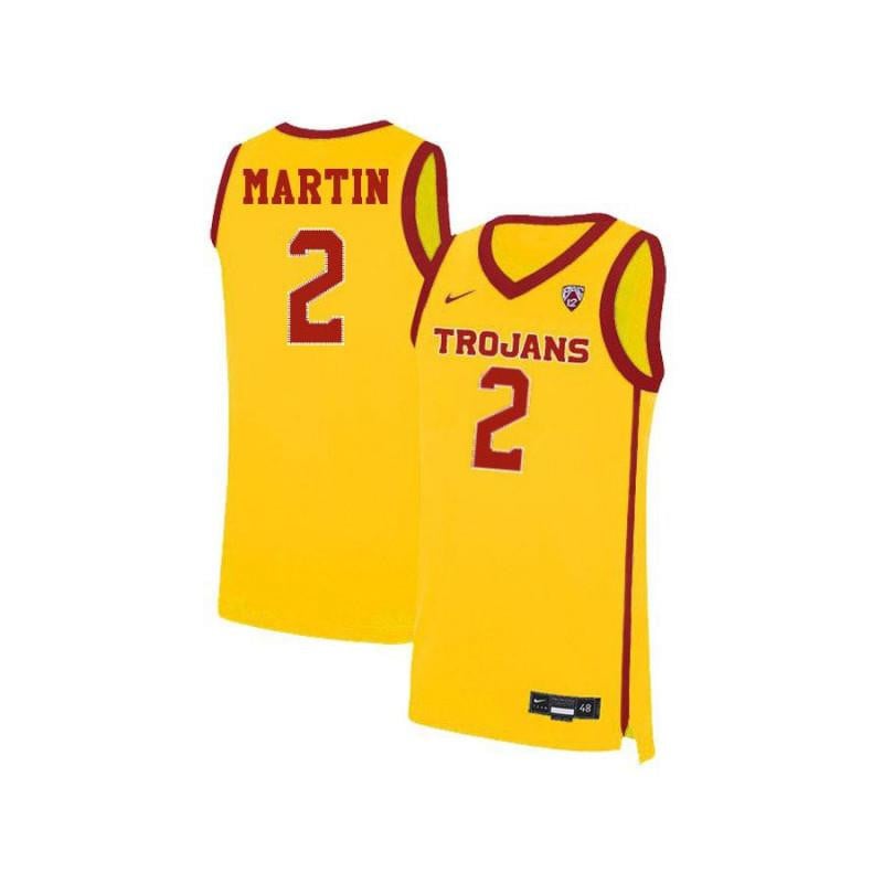 2 Malik Martin Yellow Elite USC Trojans NCAA Jersey Men's