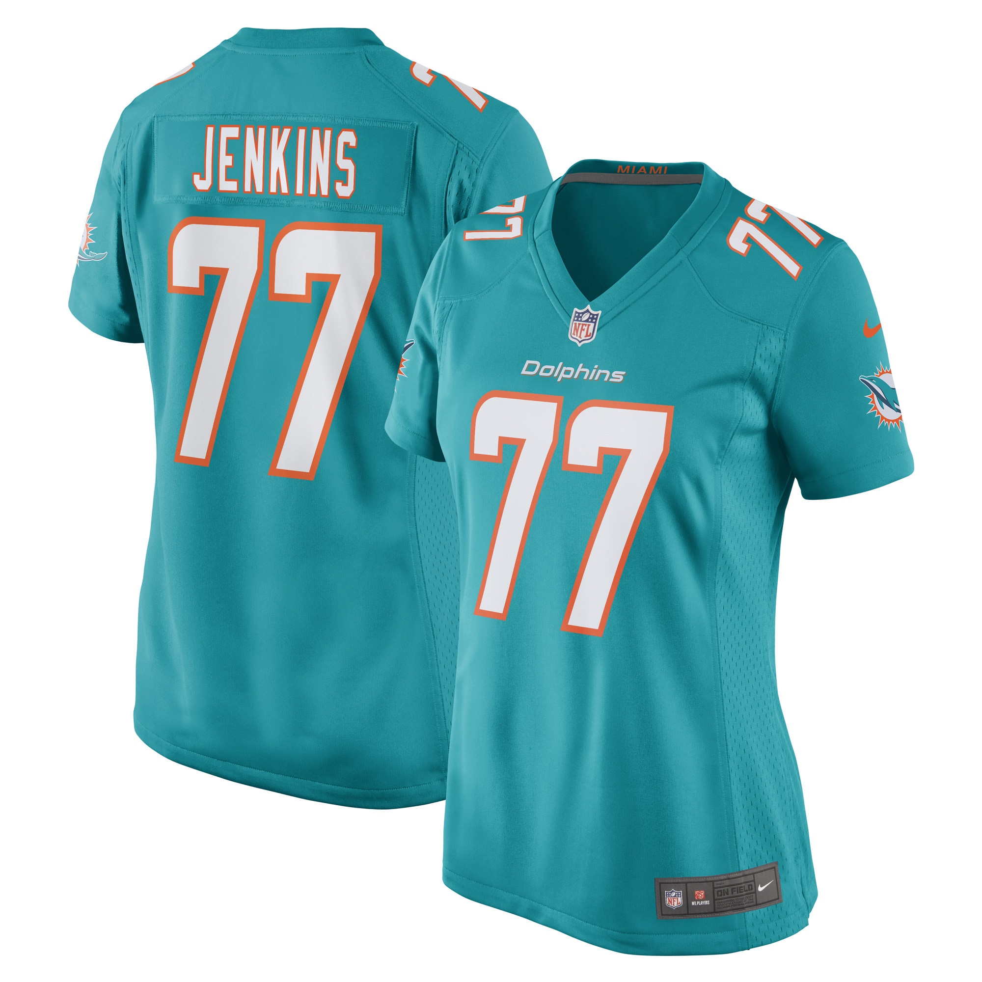 Miami Dolphins John Jenkins Aqua Game Player NFL Jersey Women's
