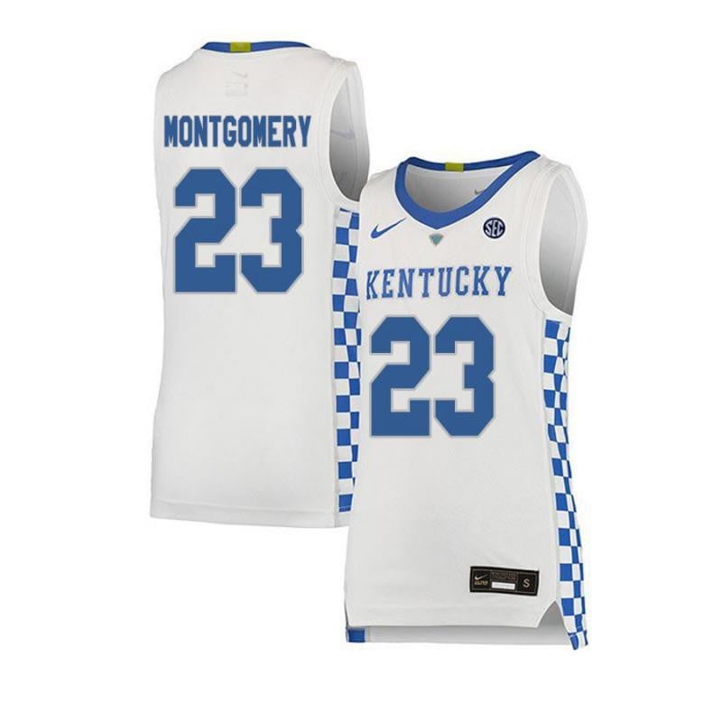 23 EJ Montgomer White Elite Kentucky Wildcats NCAA Jersey Men's