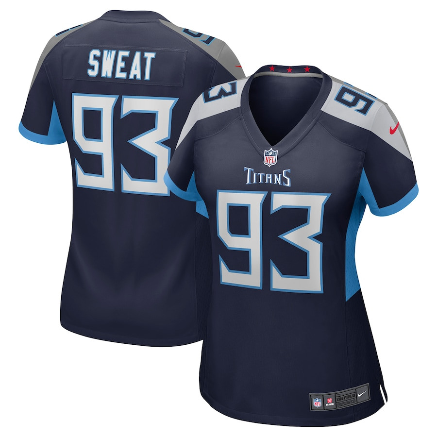 T'Vondre Sweat 93 Tennessee Titans Team Game Navy NFL Jersey Women's
