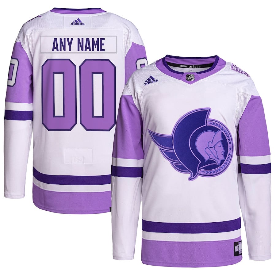 Ottawa Senators Fights Cancer Primegreen Custom White/Purple NHL Jersey Men's