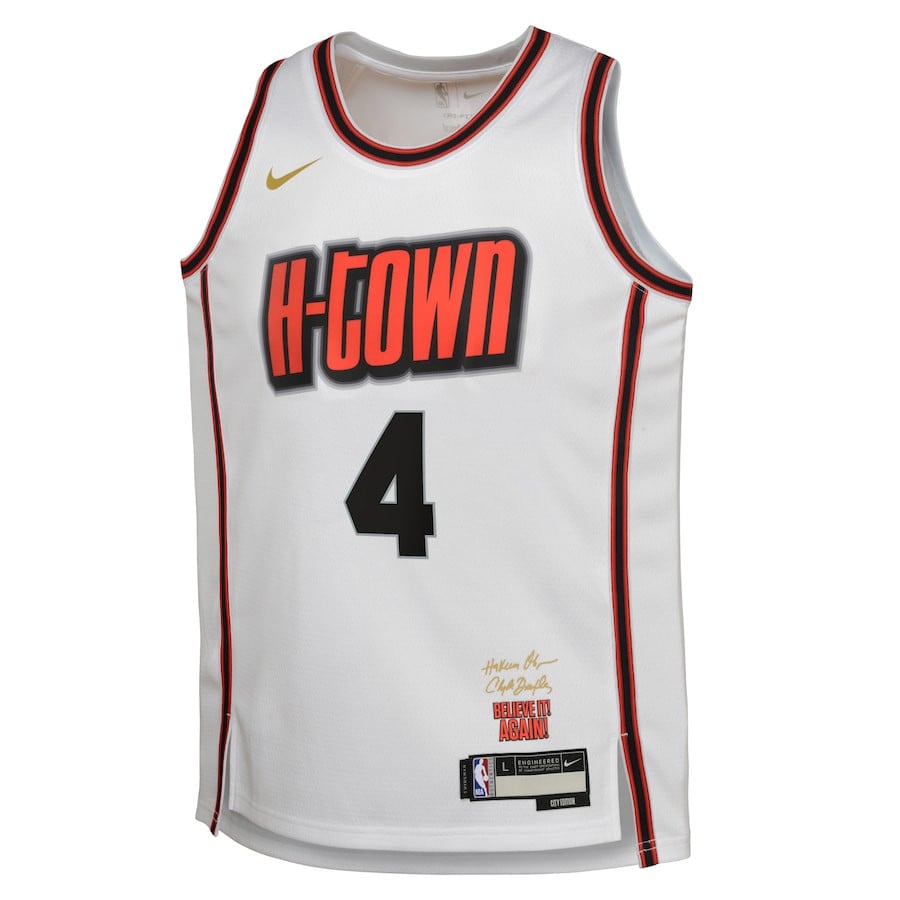 Jalen Green 4 Houston Rockets 2024/25 Swingman Playe City Editio White NBA Jersey Youth