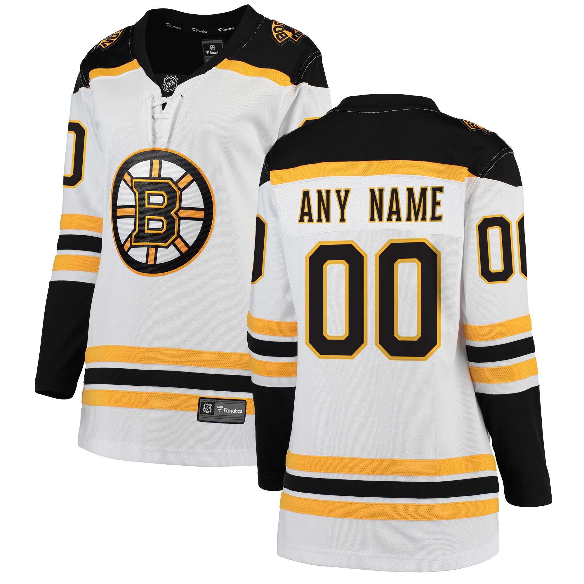 Boston Bruins White Away Breakaway Custom NHL Jersey Women's