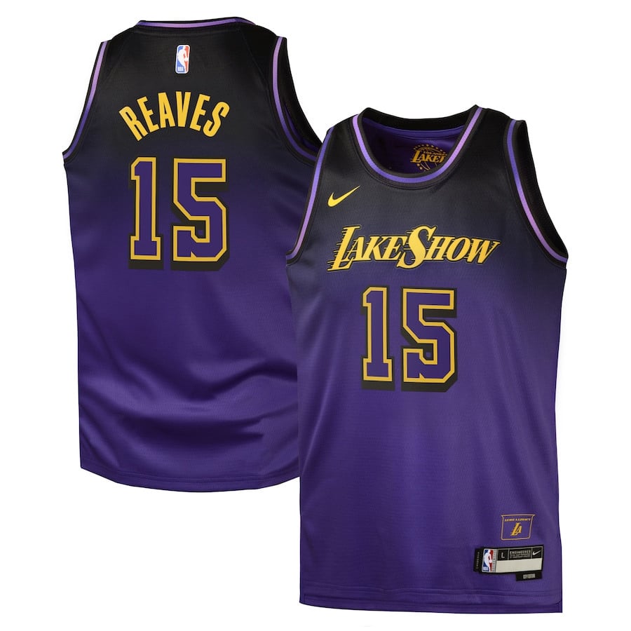Austin Reaves 15 Los Angeles Lakers 2024/25 Swingman Playe City Edition Purple NBA Jersey Youth