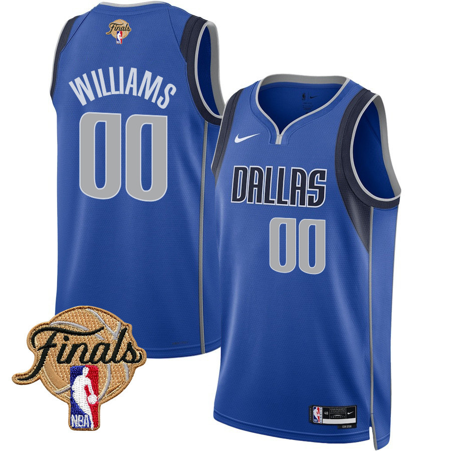Brandon Williams 00 Dallas Mavericks 2024 FINALS PATCH Swingman Icon Edition Blue NBA Jersey Men's