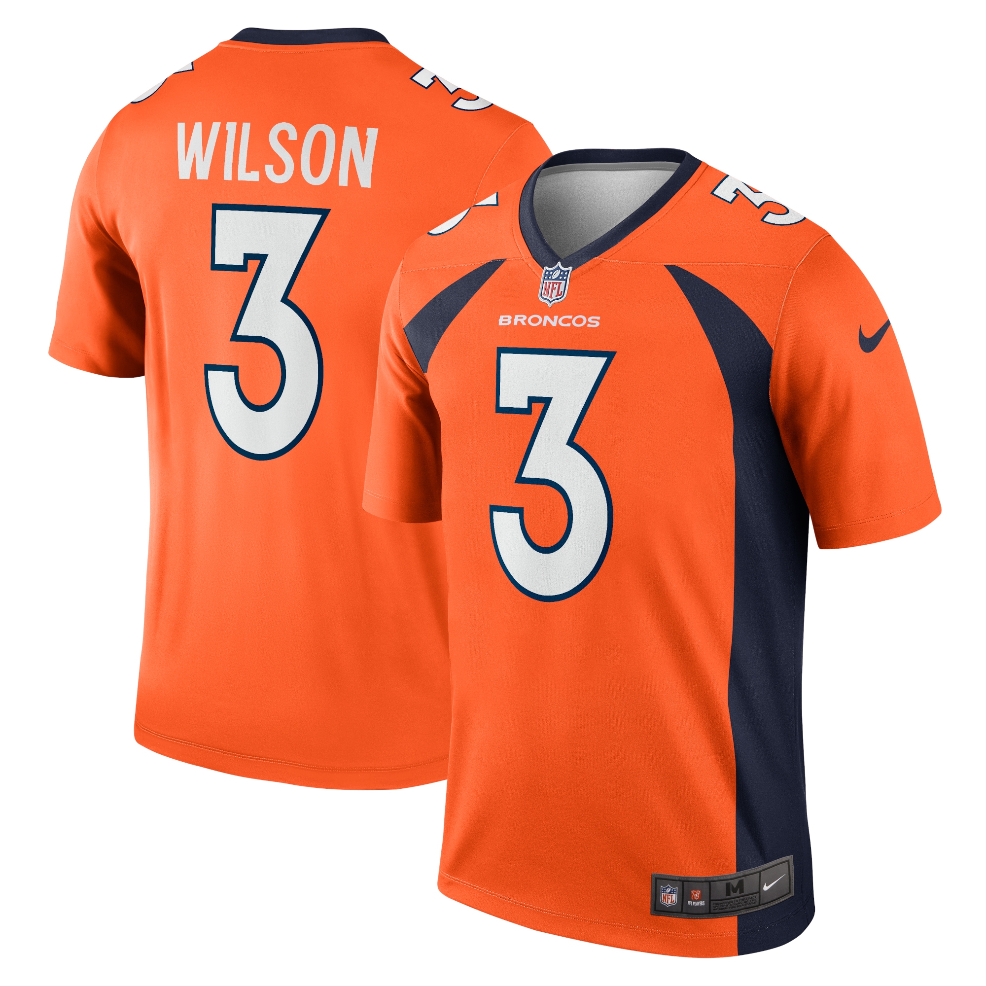 Denver Broncos Russell Wilson Orange Team Legend Player Performance Top NFL Jersey Men's