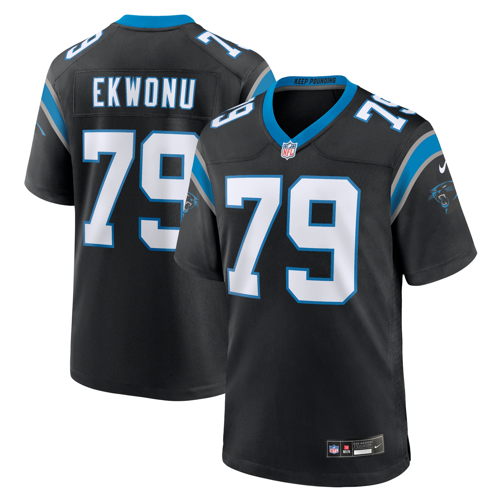 Carolina Panthers Ikem Ekwonu Black Game NFL Jersey Men's