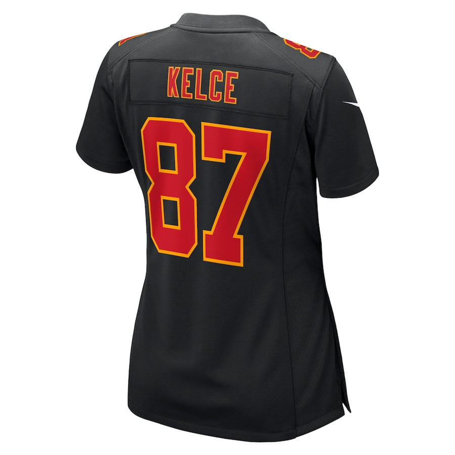 Travis Kelce 87 Kansas City Chiefs Super Bowl LVIII Fashion Game Carbon Black NFL Jersey Women's