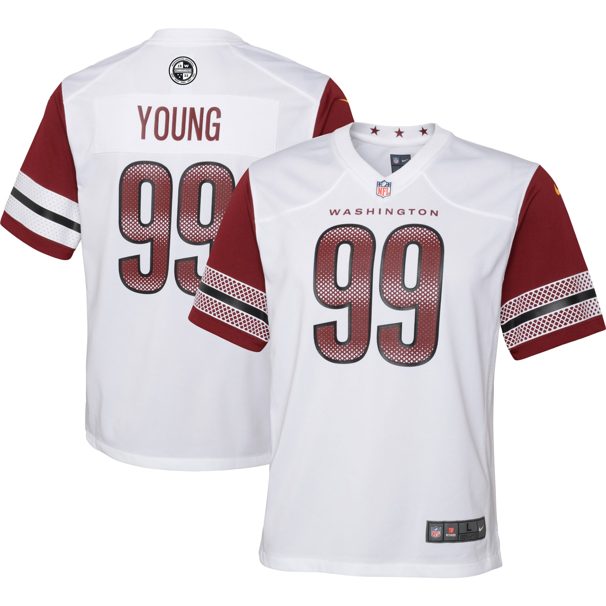 Washington Commanders Chase Young White Game NFL Jersey Youth