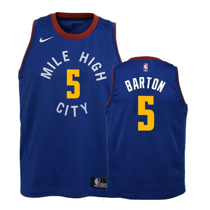 Denver Nuggets Will Barton 5 2018-19 Statet Blue NBA Jersey Youth