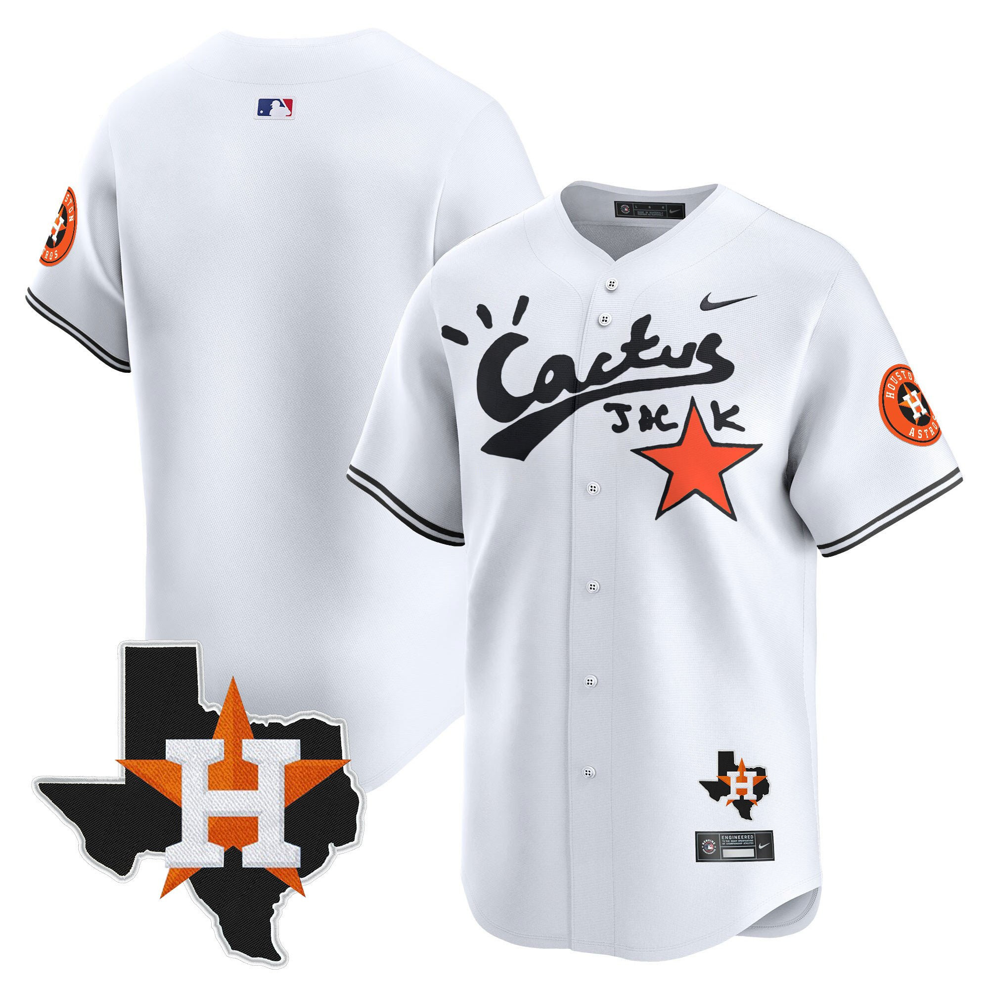 Houston Astros Cactus Jack Houston Patch Limited White MLB Jersey Men's