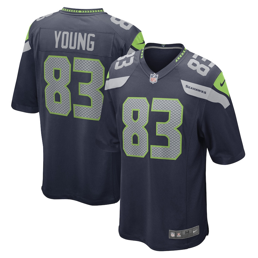 Dareke Young 83 Seattle Seahawks Game College Navy NFL Jersey Men's