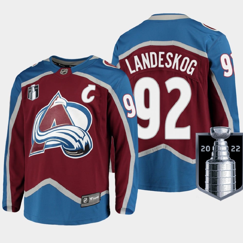 Colorado Avalanche 92 Gabriel Landeskog Stanley Cup Final Burgundy Equipment Home NHL Jersey Men's