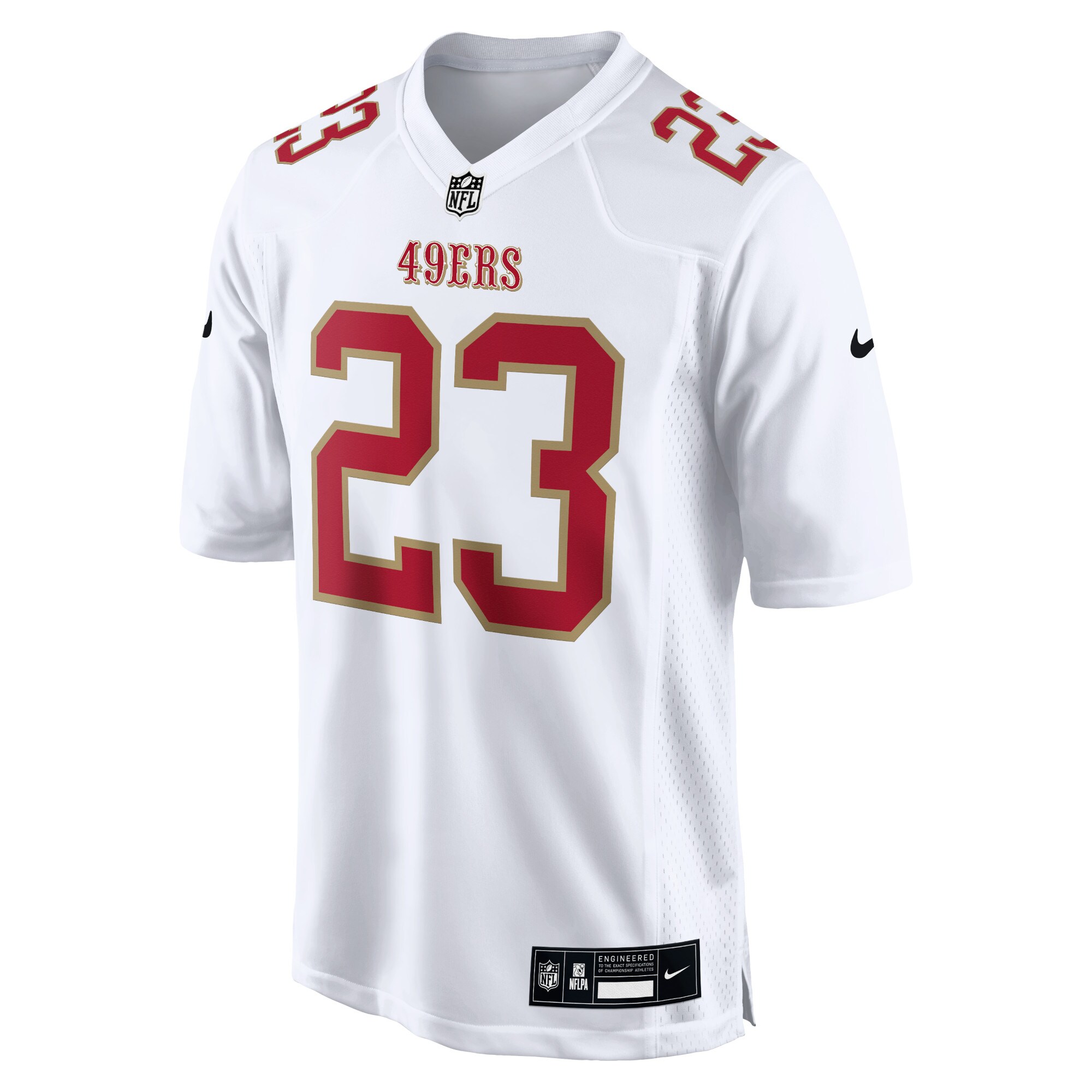 San Francisco 49ers Christian McCaffrey Tundra White Fashion Game NFL Jersey Men's