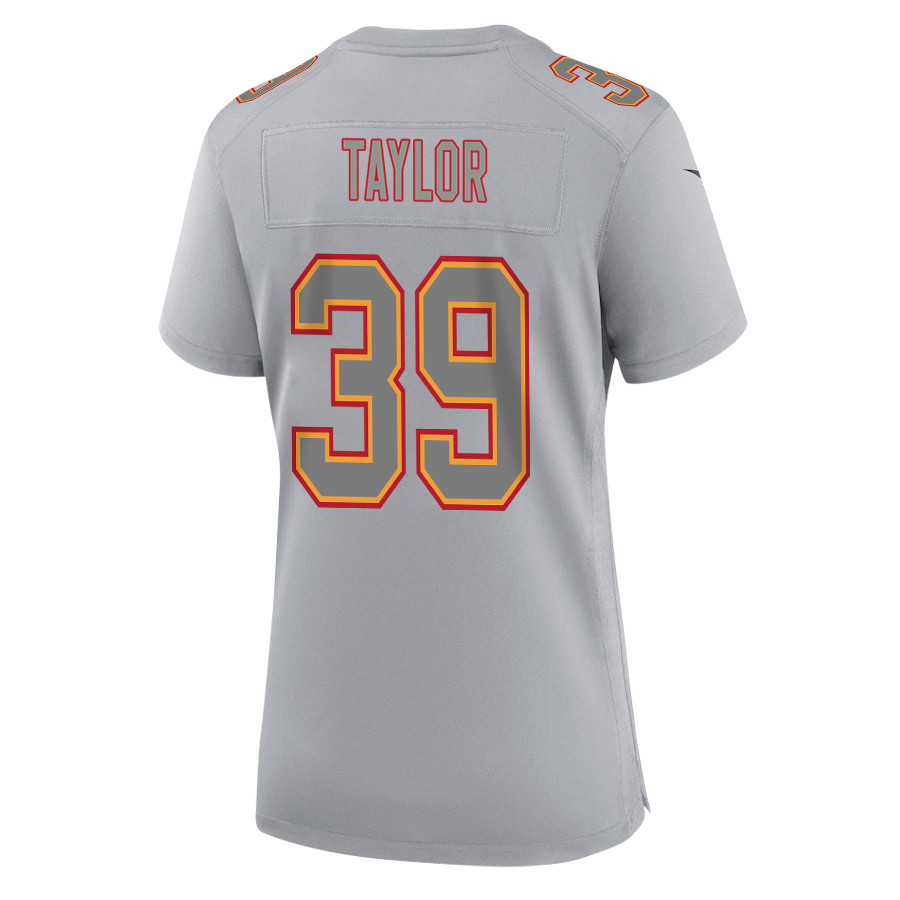 Keith Taylor 39 Kansas City Chiefs Super Bowl LVIII Champions 4X Atmosphere Fashion Game Gray NFL Jersey Women's