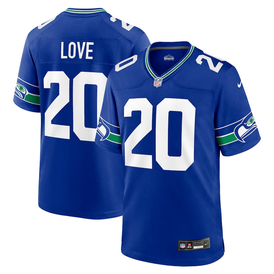 Julian Love 20 Seattle Seahawks Throwback Player Game Royal NFL Jersey Men's